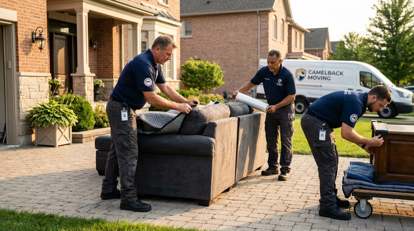 Large estate moving crew wrapping furniture in Summerville, GA