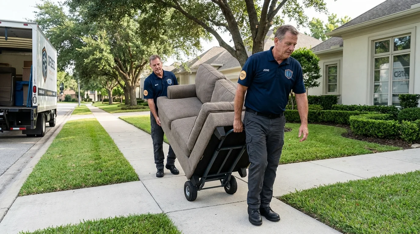 Local residential moving crew loading furniture in Summerville, GA